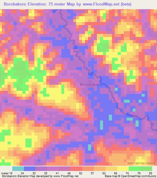 Borobakoro,Ivory Coast Elevation Map