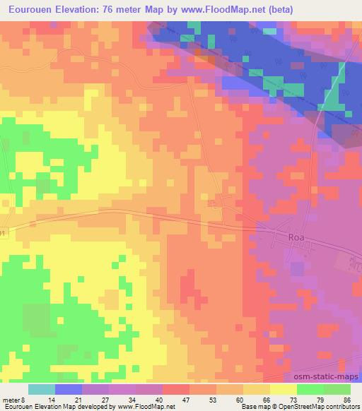Eourouen,Ivory Coast Elevation Map