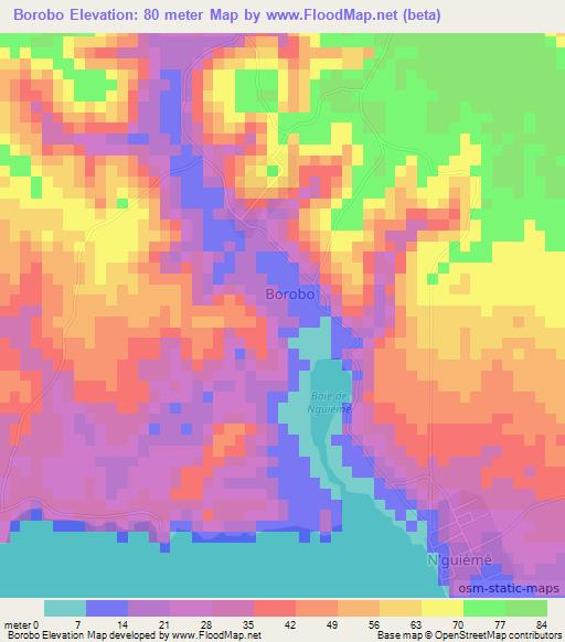 Borobo,Ivory Coast Elevation Map