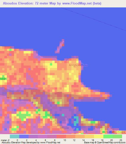 Aboudou,Ivory Coast Elevation Map