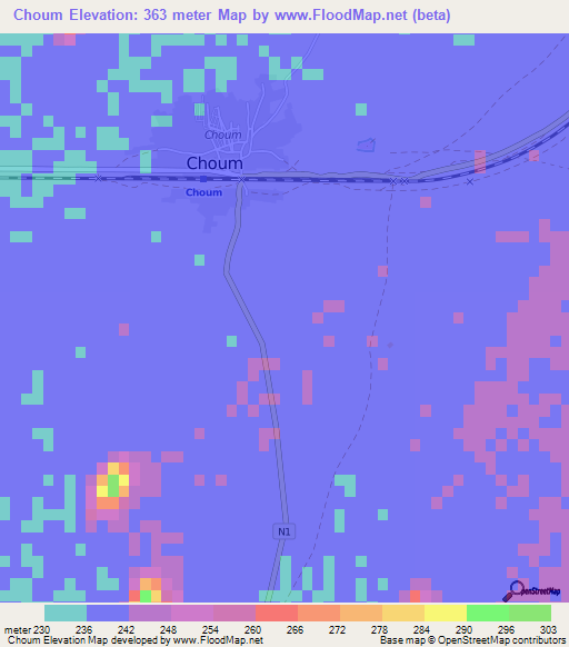 Choum,Mauritania Elevation Map