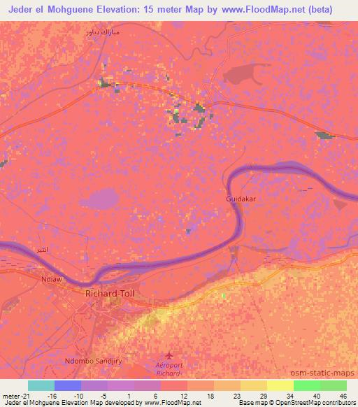 Jeder el Mohguene,Mauritania Elevation Map