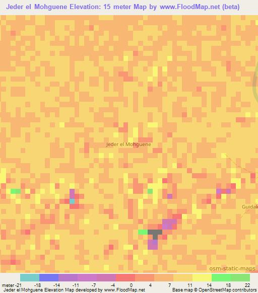 Jeder el Mohguene,Mauritania Elevation Map