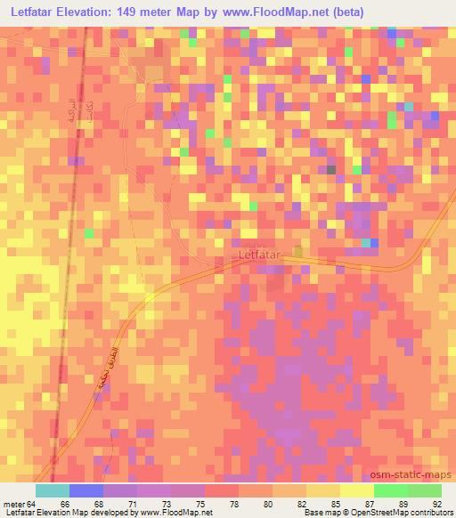 Letfatar,Mauritania Elevation Map