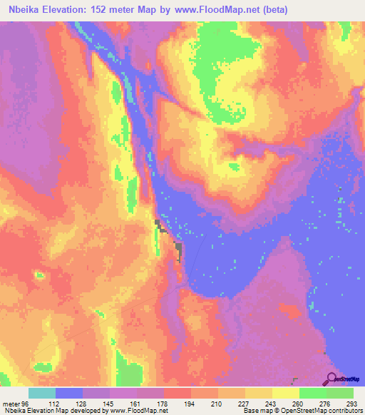 Nbeika,Mauritania Elevation Map