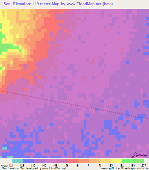 Sani,Mauritania Elevation Map