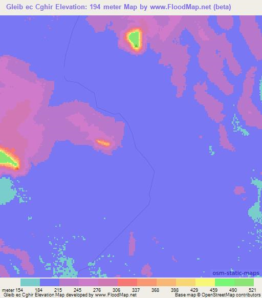 Gleib ec Cghir,Mauritania Elevation Map