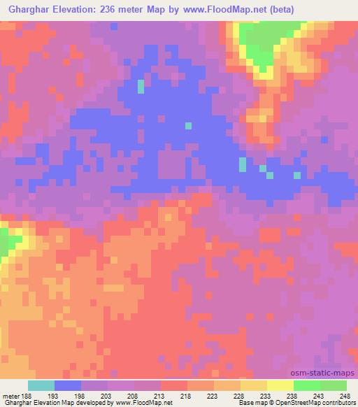 Gharghar,Mauritania Elevation Map