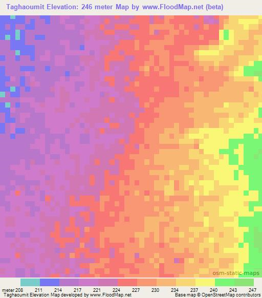 Taghaoumit,Mauritania Elevation Map