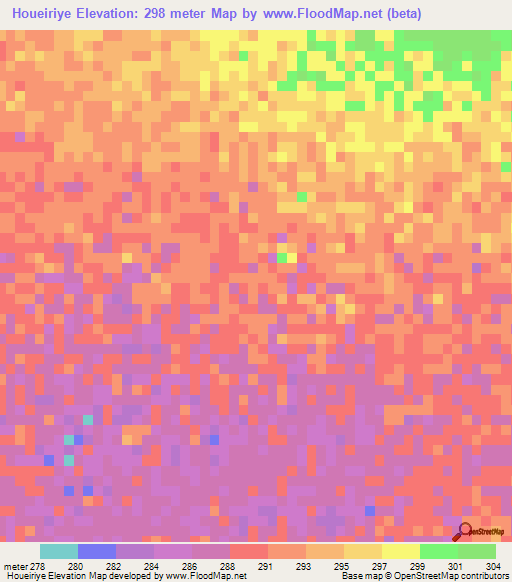 Houeiriye,Mauritania Elevation Map