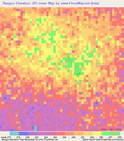 Bangou,Mauritania Elevation Map