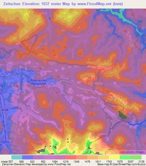 Zeitschen,Austria Elevation Map