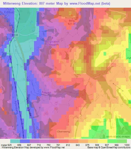 Mitterweng,Austria Elevation Map