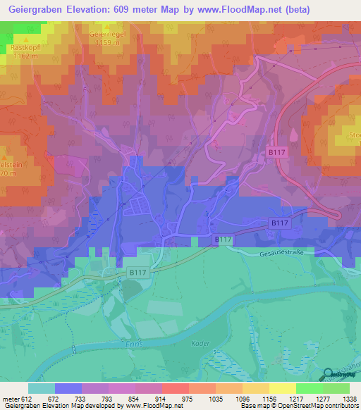 Geiergraben,Austria Elevation Map