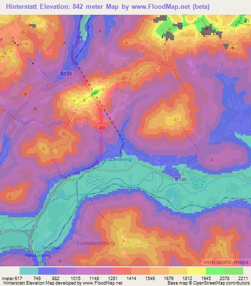 Hinterstatt,Austria Elevation Map