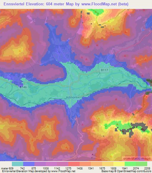 Ennsviertel,Austria Elevation Map