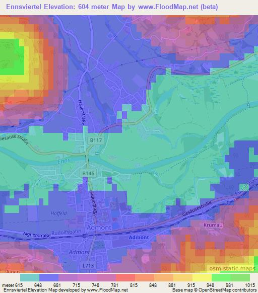 Ennsviertel,Austria Elevation Map