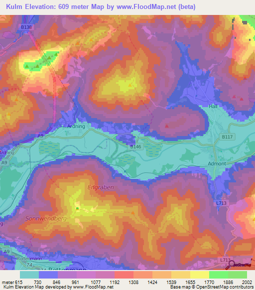 Kulm,Austria Elevation Map