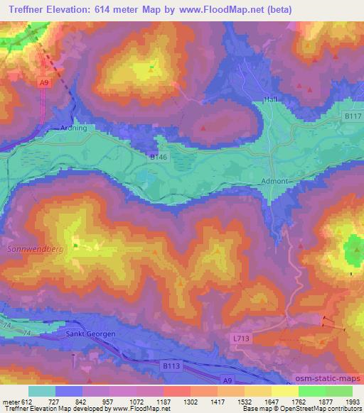 Treffner,Austria Elevation Map