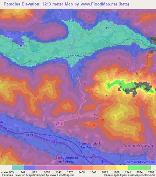 Paradies,Austria Elevation Map