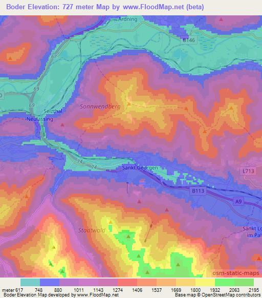 Boder,Austria Elevation Map