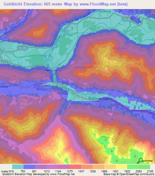 Goldbichl,Austria Elevation Map