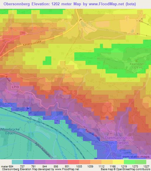 Obersonnberg,Austria Elevation Map