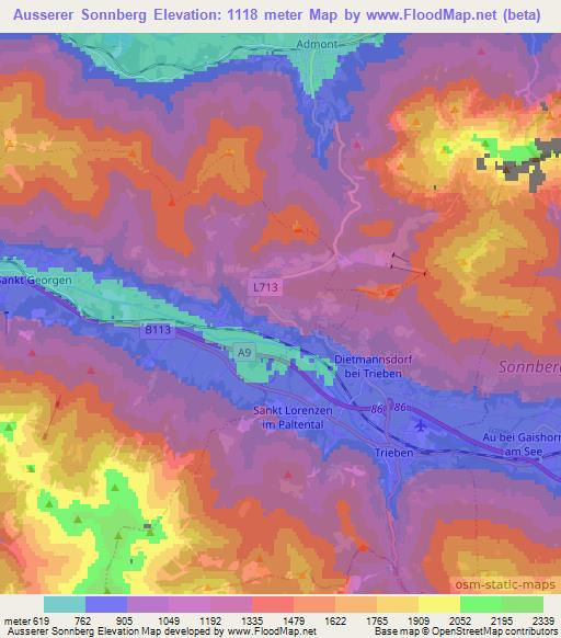 Ausserer Sonnberg,Austria Elevation Map