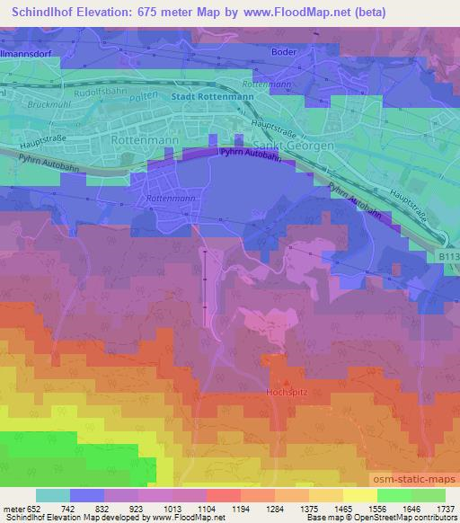 Schindlhof,Austria Elevation Map