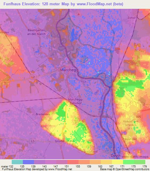 Funfhaus,Austria Elevation Map