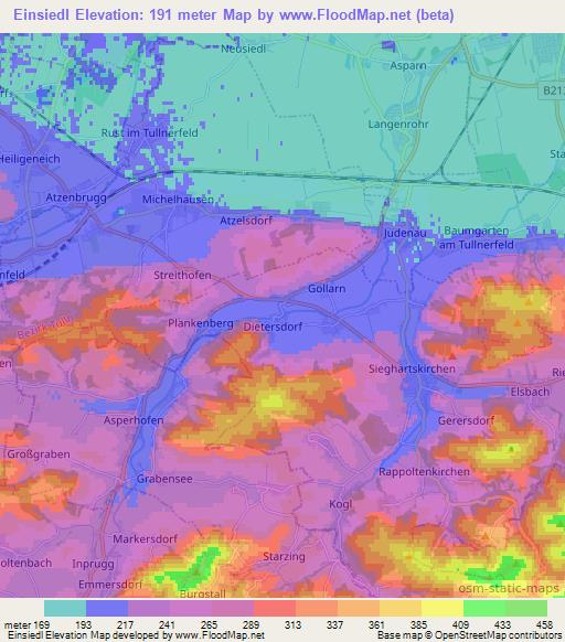 Einsiedl,Austria Elevation Map