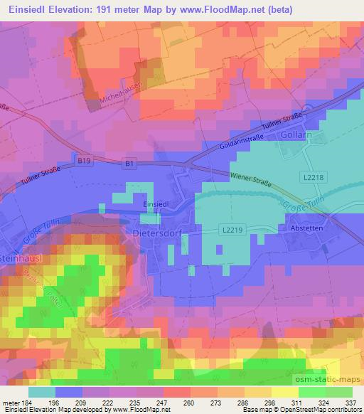 Einsiedl,Austria Elevation Map