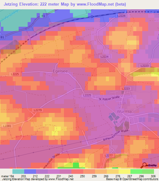 Jetzing,Austria Elevation Map