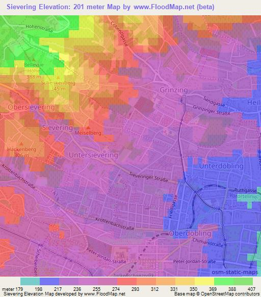 Sievering,Austria Elevation Map