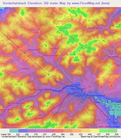 Vorderhainbach,Austria Elevation Map
