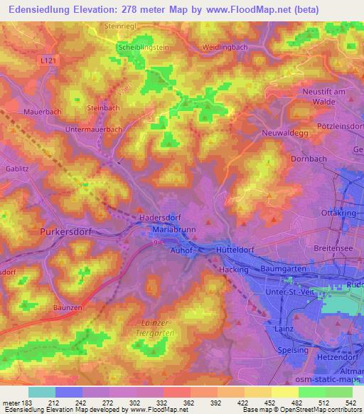 Edensiedlung,Austria Elevation Map