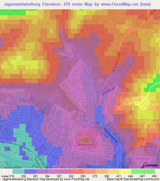 Jagerwaldsiedlung,Austria Elevation Map