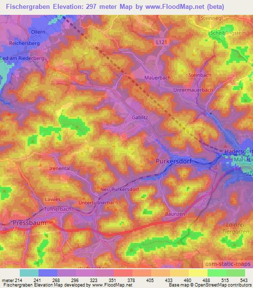 Fischergraben,Austria Elevation Map