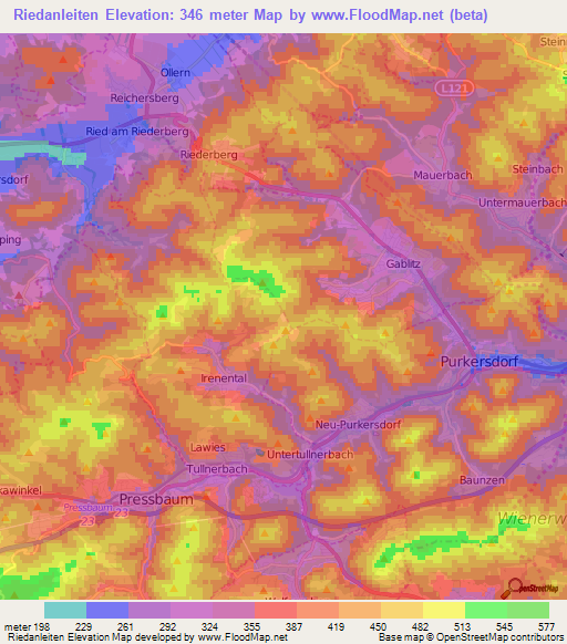 Riedanleiten,Austria Elevation Map