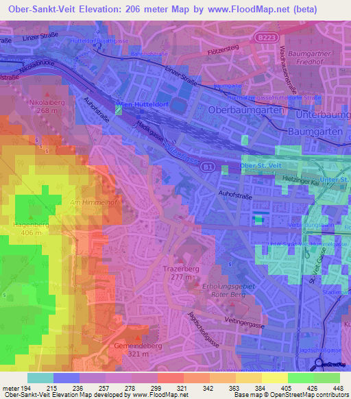 Ober-Sankt-Veit,Austria Elevation Map
