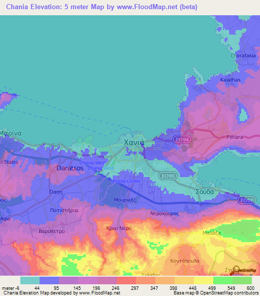 Chania,Greece Elevation Map