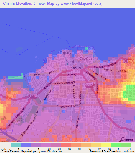 Chania,Greece Elevation Map