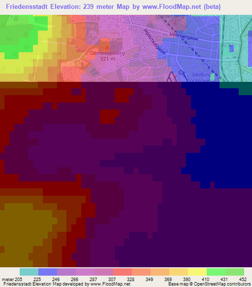 Friedensstadt,Austria Elevation Map