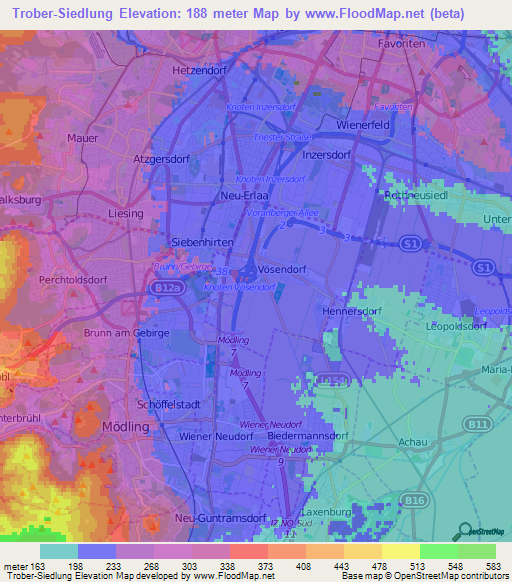 Trober-Siedlung,Austria Elevation Map