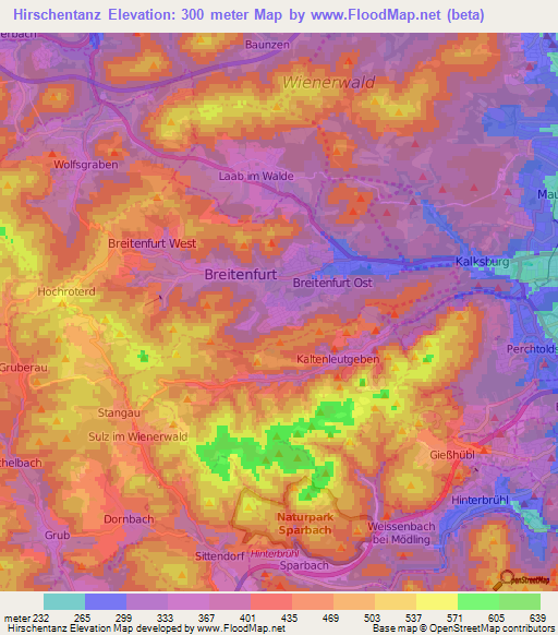 Hirschentanz,Austria Elevation Map