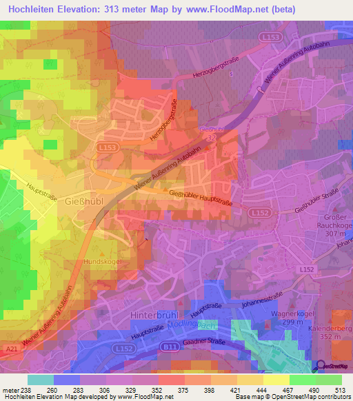 Hochleiten,Austria Elevation Map