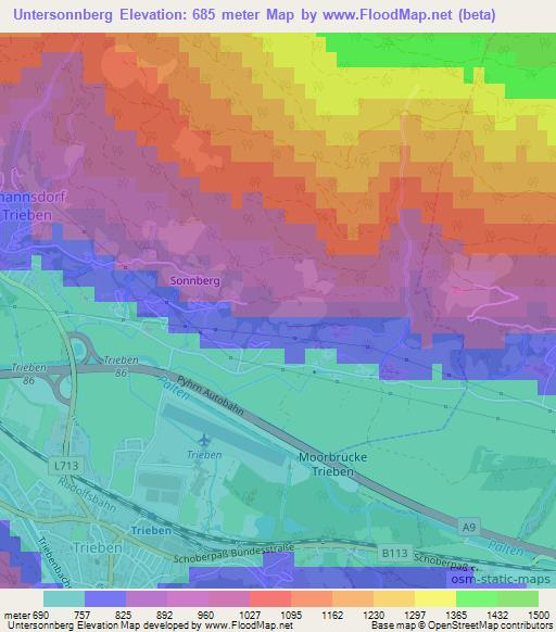Untersonnberg,Austria Elevation Map