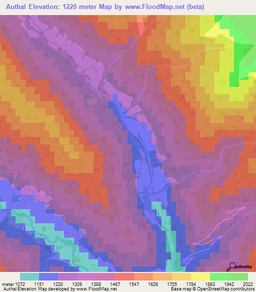 Authal,Austria Elevation Map