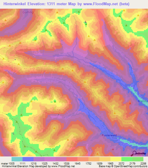 Hinterwinkel,Austria Elevation Map