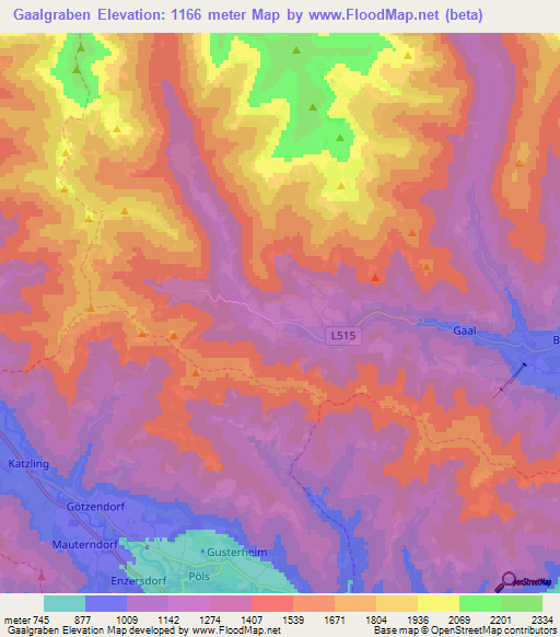 Gaalgraben,Austria Elevation Map